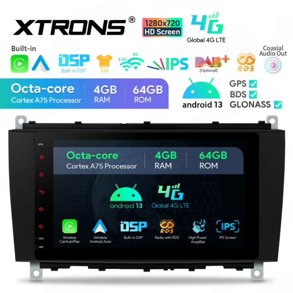 XTRONS 8″ Android Auto & Apple CarPlay Multimeedia (Mercedes-Benz CLK-Klass A209 & C209) 2002-2009